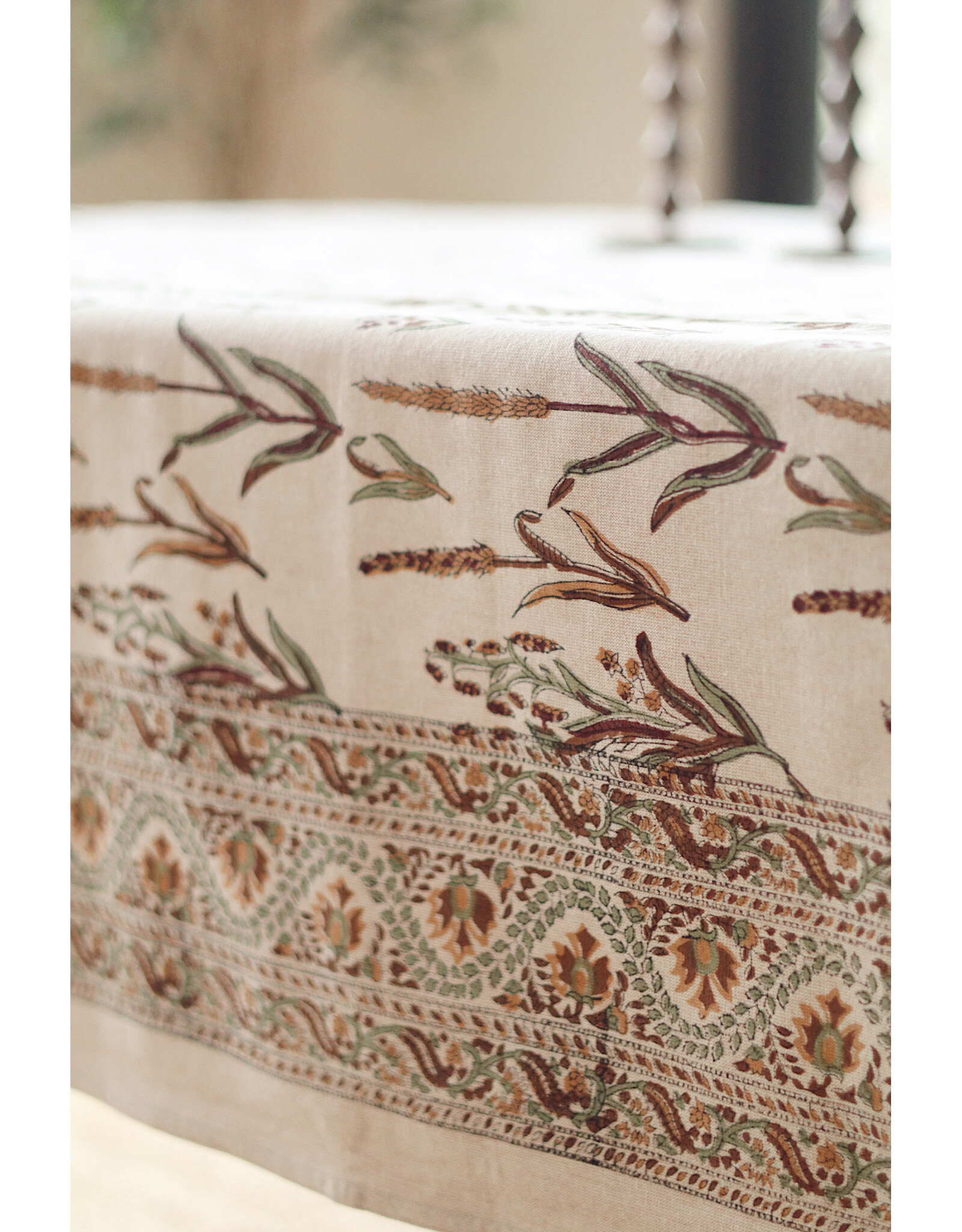 Harvest Block Print Tablecloth - 104"L