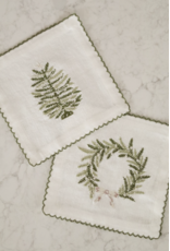 Embroidered Tree/ Wreath Cocktail Napkins S/4