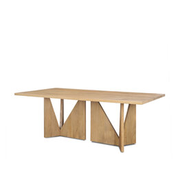 Tarro 84" Rectangular Light Brown Wood w/ Geometrical Base Dining Table