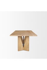 Tarro 84" Rectangular Light Brown Wood w/ Geometrical Base Dining Table