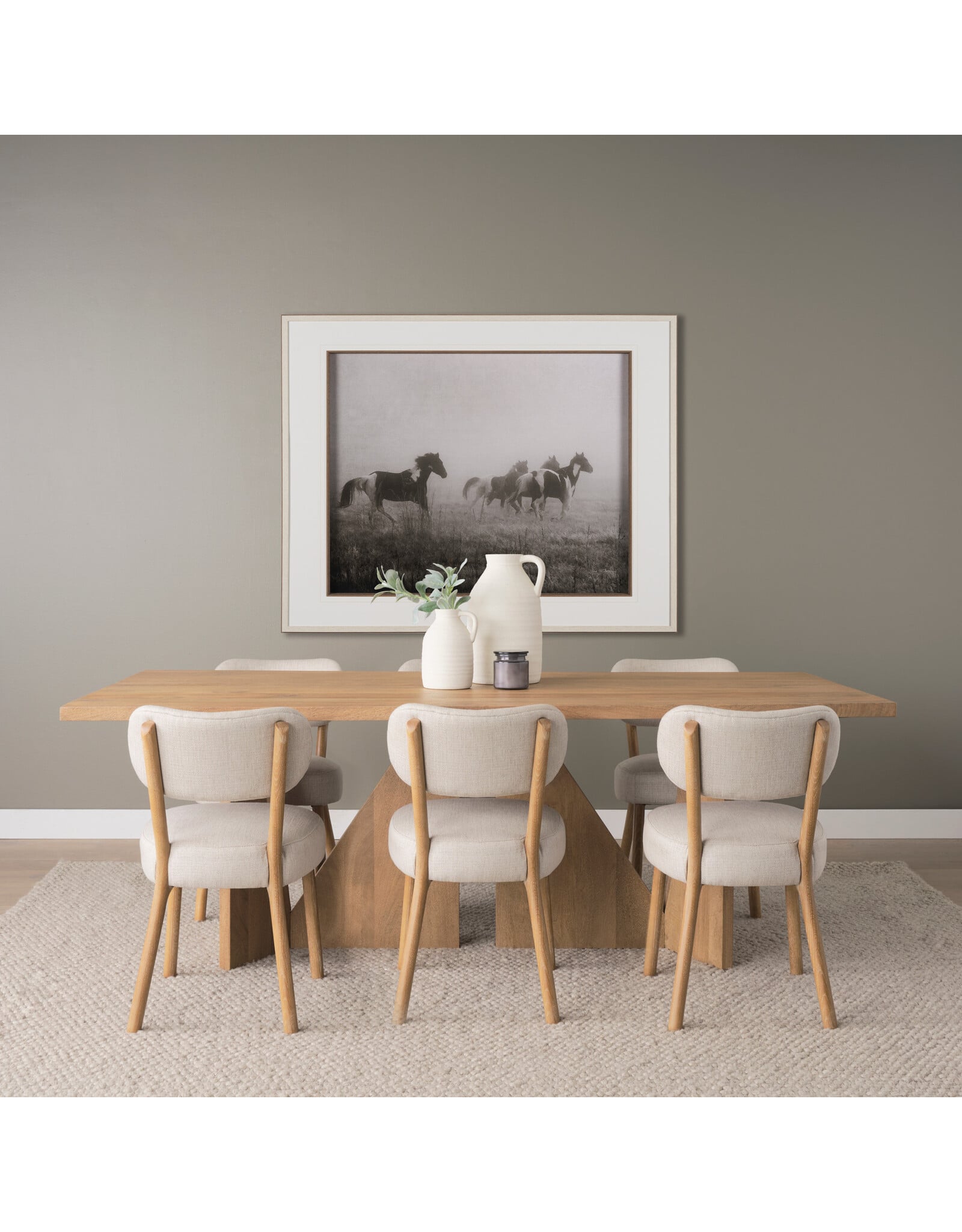 Tarro 84" Rectangular Light Brown Wood w/ Geometrical Base Dining Table