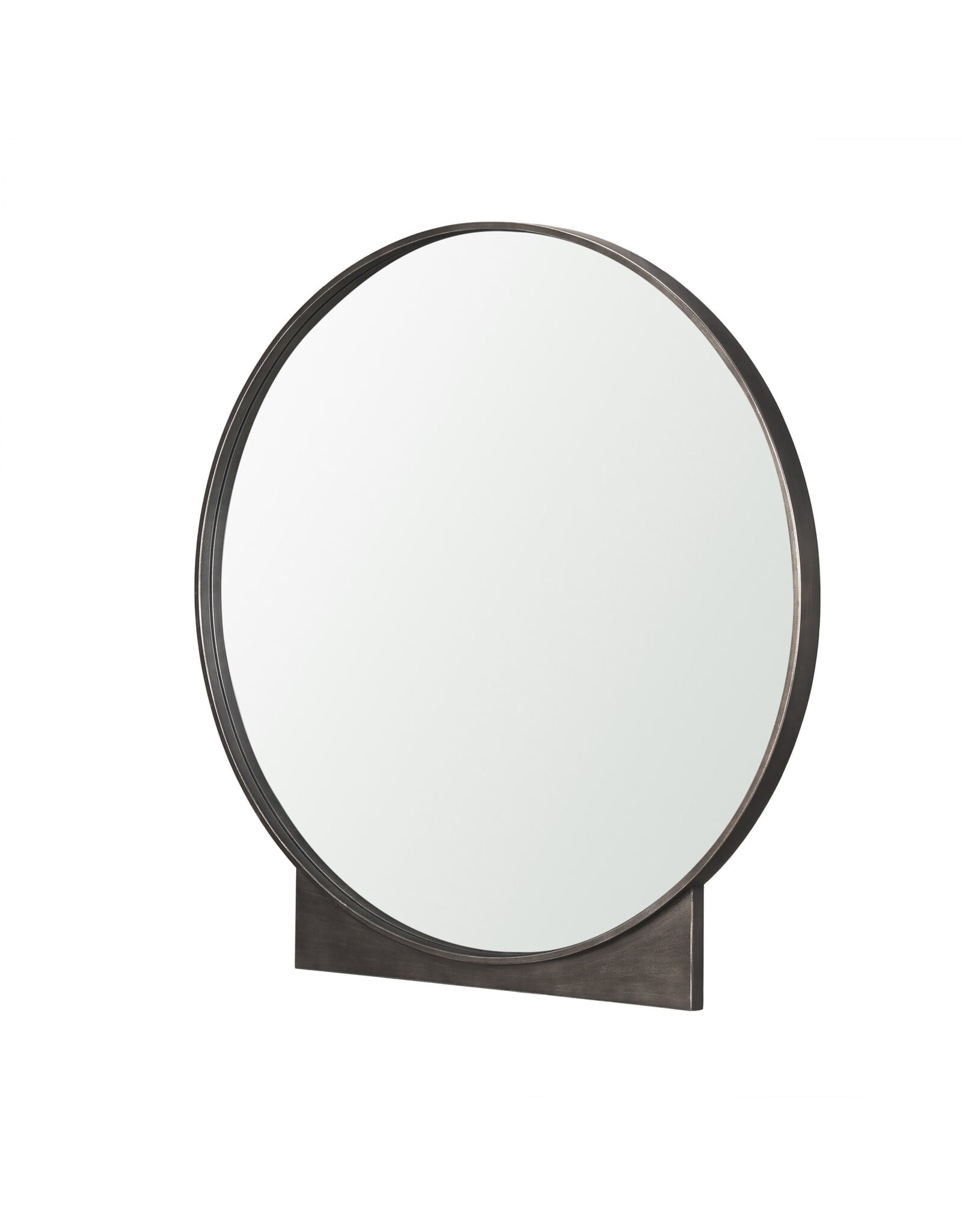 Tillie Round Gunmetal w/ Textured Metal Frame Wall Mirror