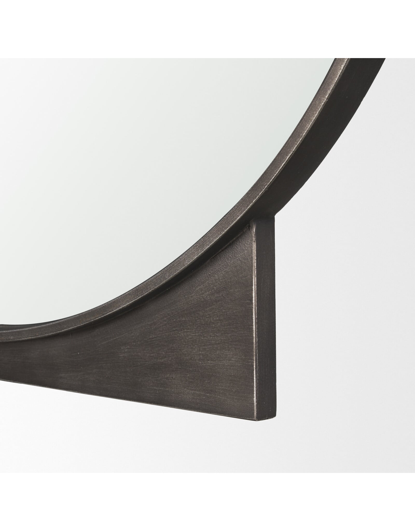 Tillie Round Gunmetal w/ Textured Metal Frame Wall Mirror