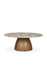Allyson Round Brown Pedestal w/Savar Pink Marble Top Coffee Table