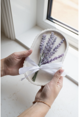 Fluted Stoneware Oval Tray, Limestone