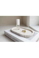 Fluted Stoneware Oval Tray, Limestone