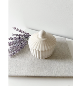 Fluted Pinch Bowl w/ Lid, Limestone