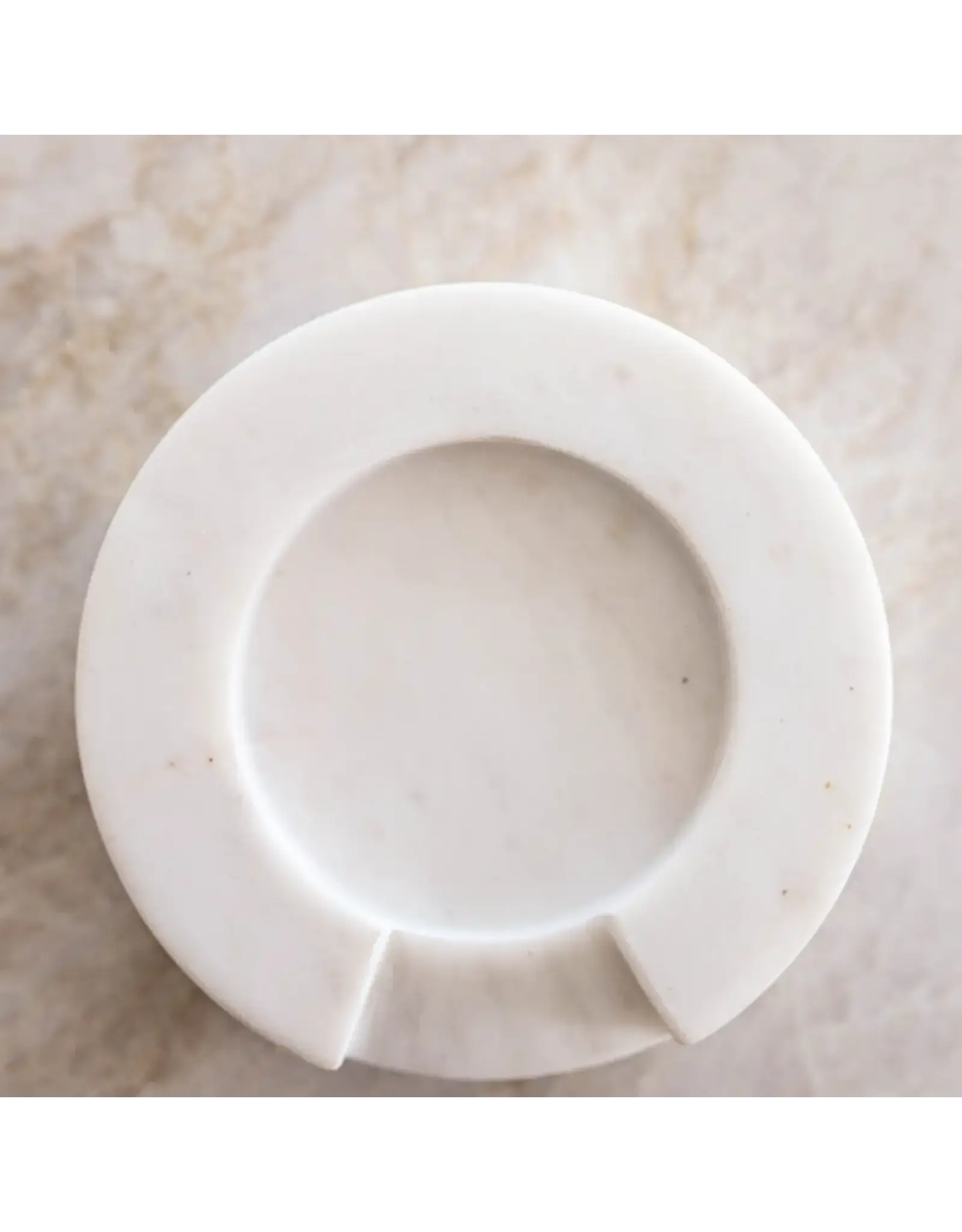 Turned White Marble Round Spoon Rest