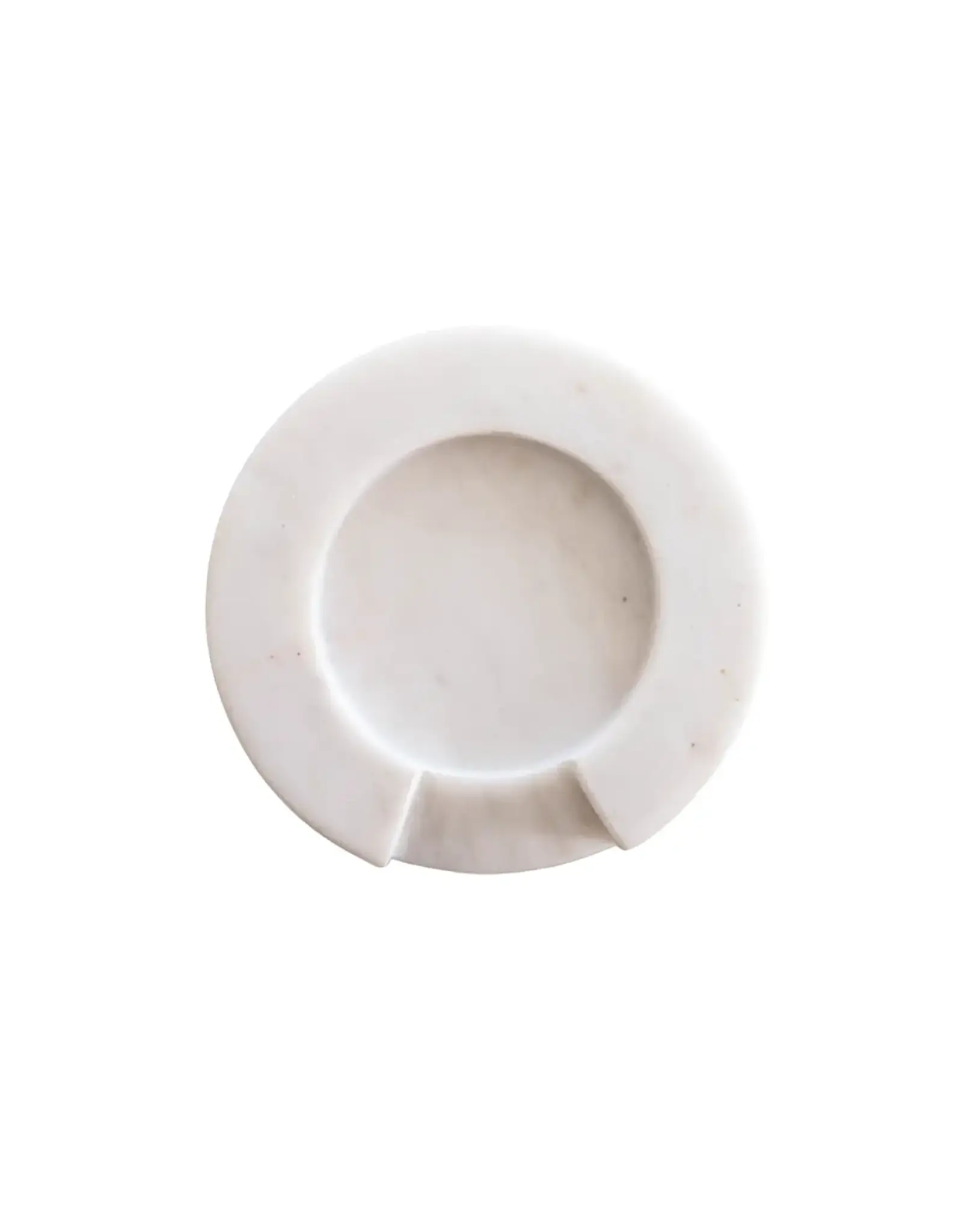 Turned White Marble Round Spoon Rest