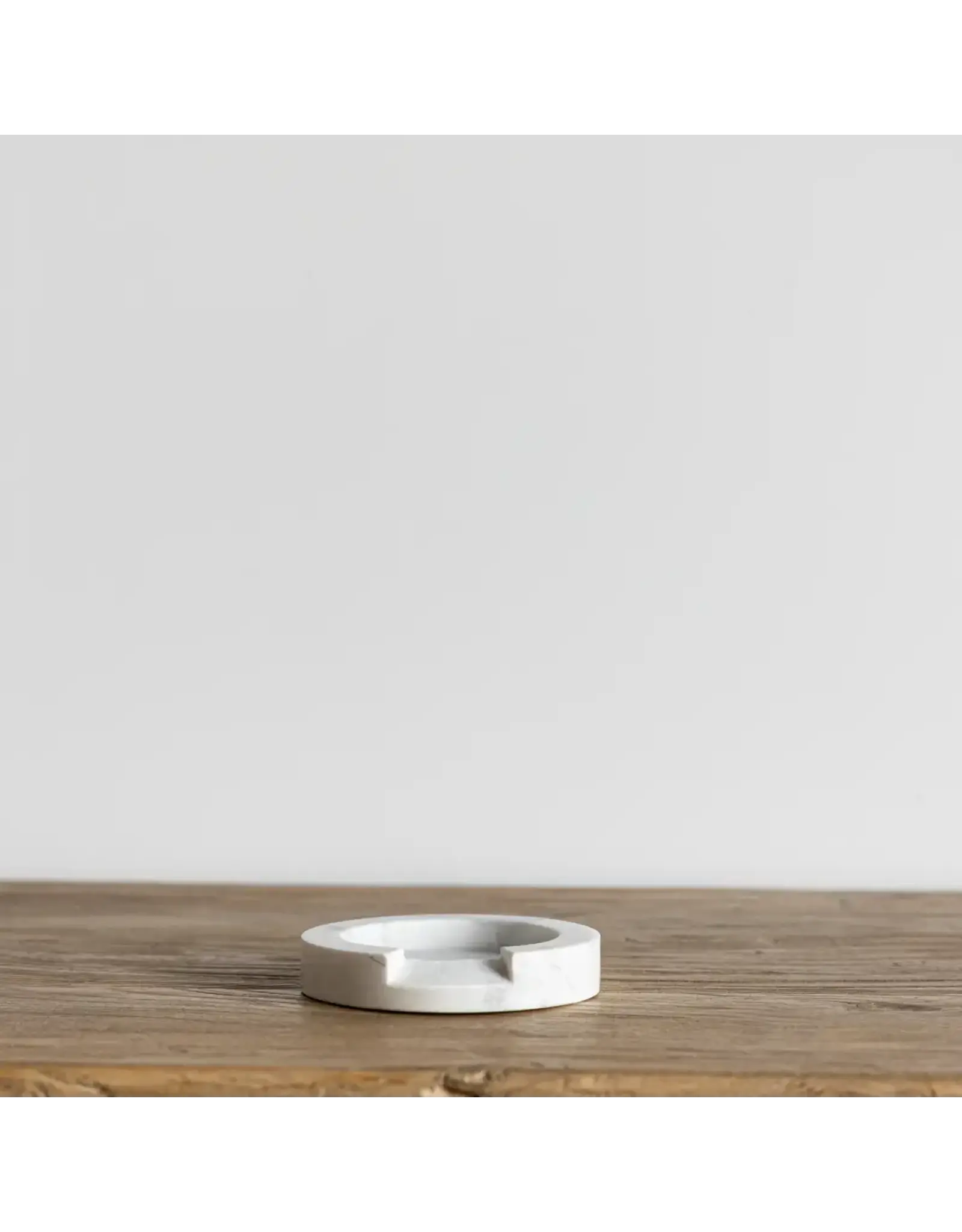 Turned White Marble Round Spoon Rest