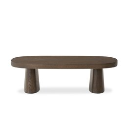 Valen Dining Table, Rustic Brown Oak Veneer