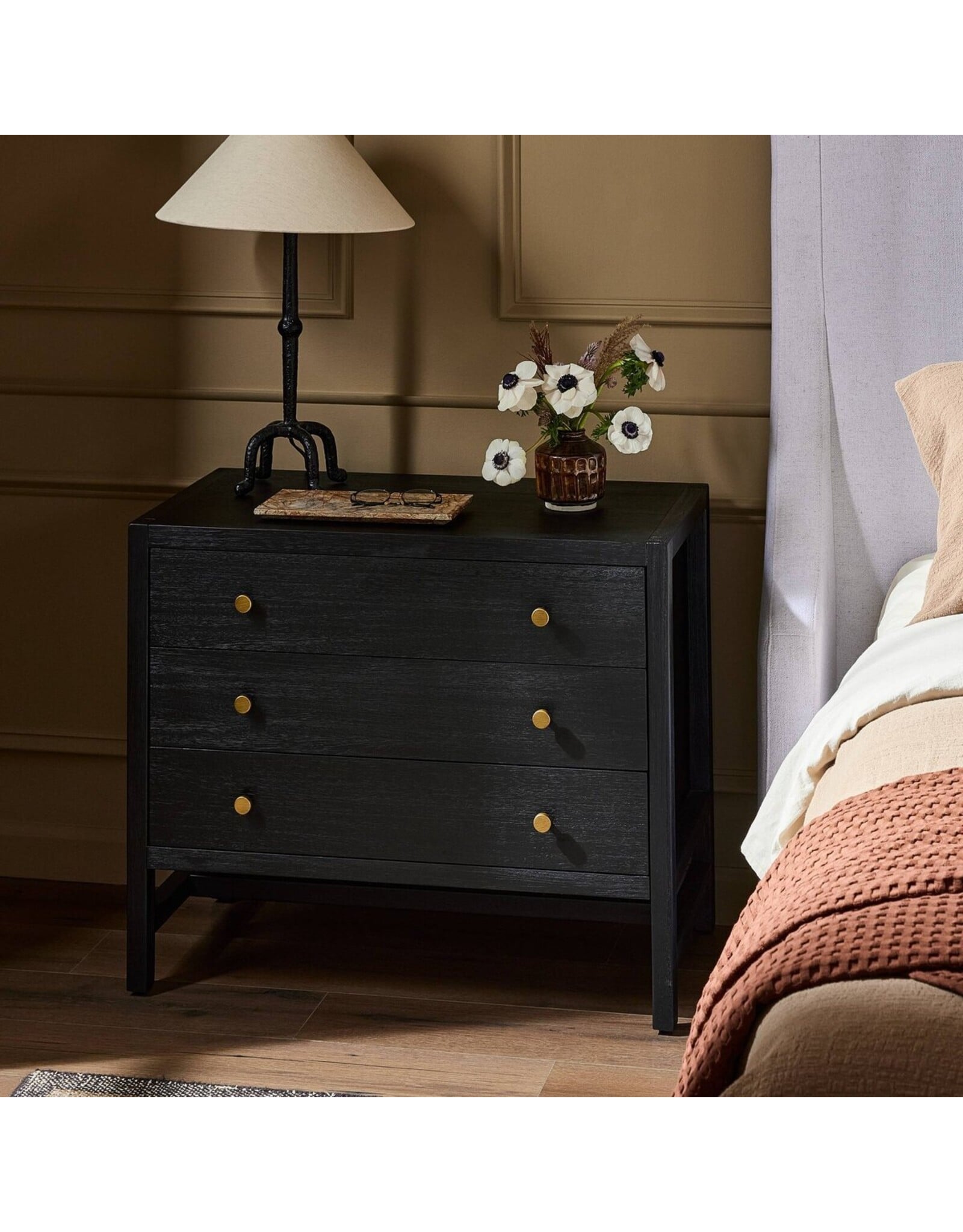 Sullivan Large Nightstand,  Black Acacia Veneer