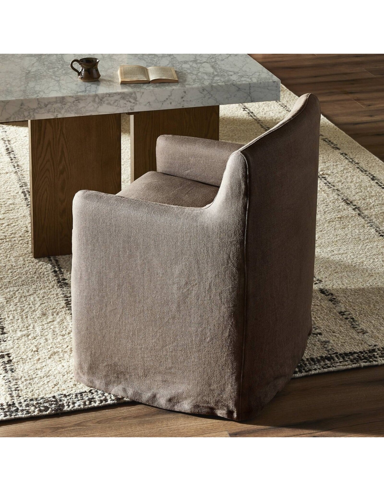 Westcott Slipcover Dining Chair, Brussels Mushroom