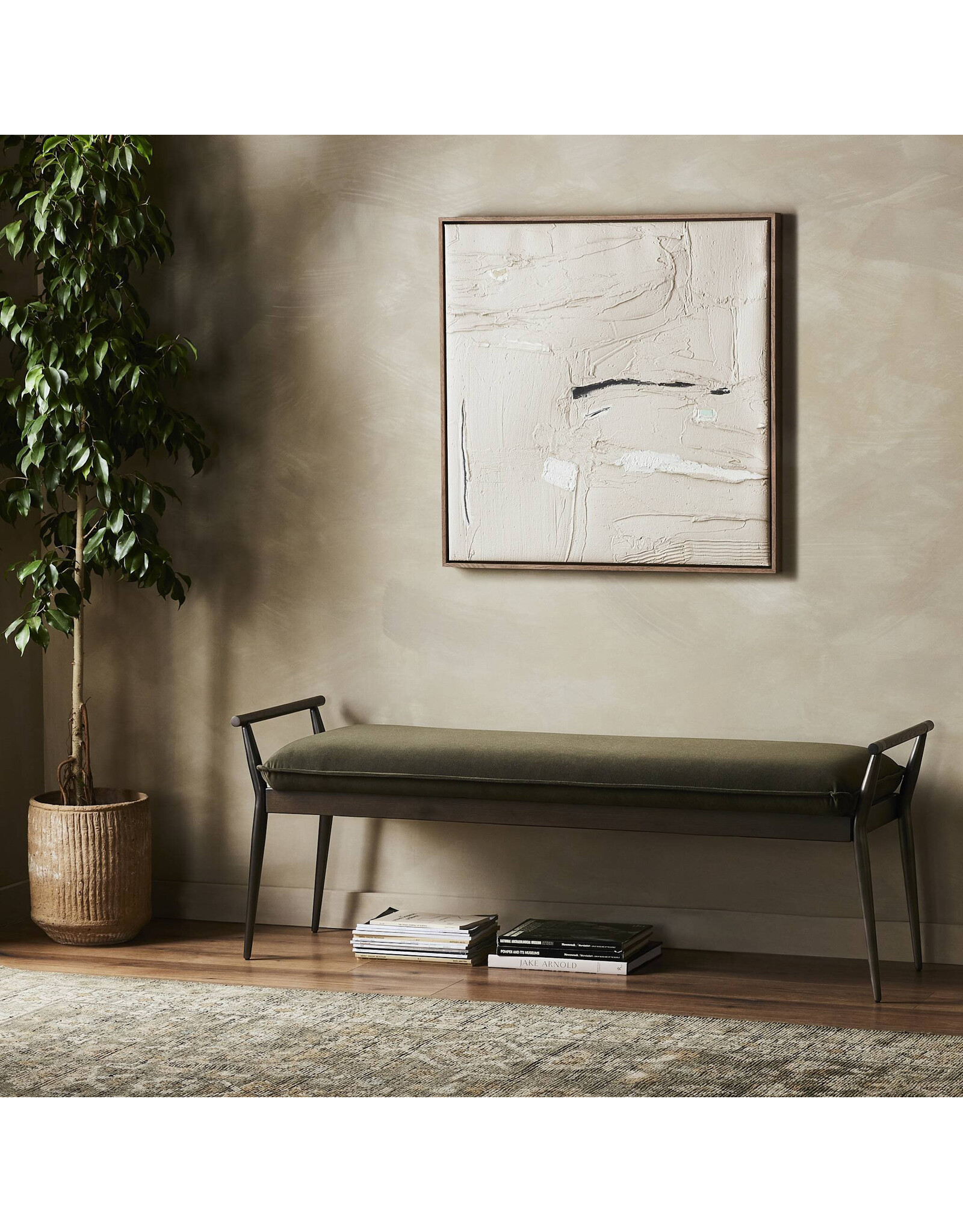 Charlotte Accent Bench in Modern Velvet Loden