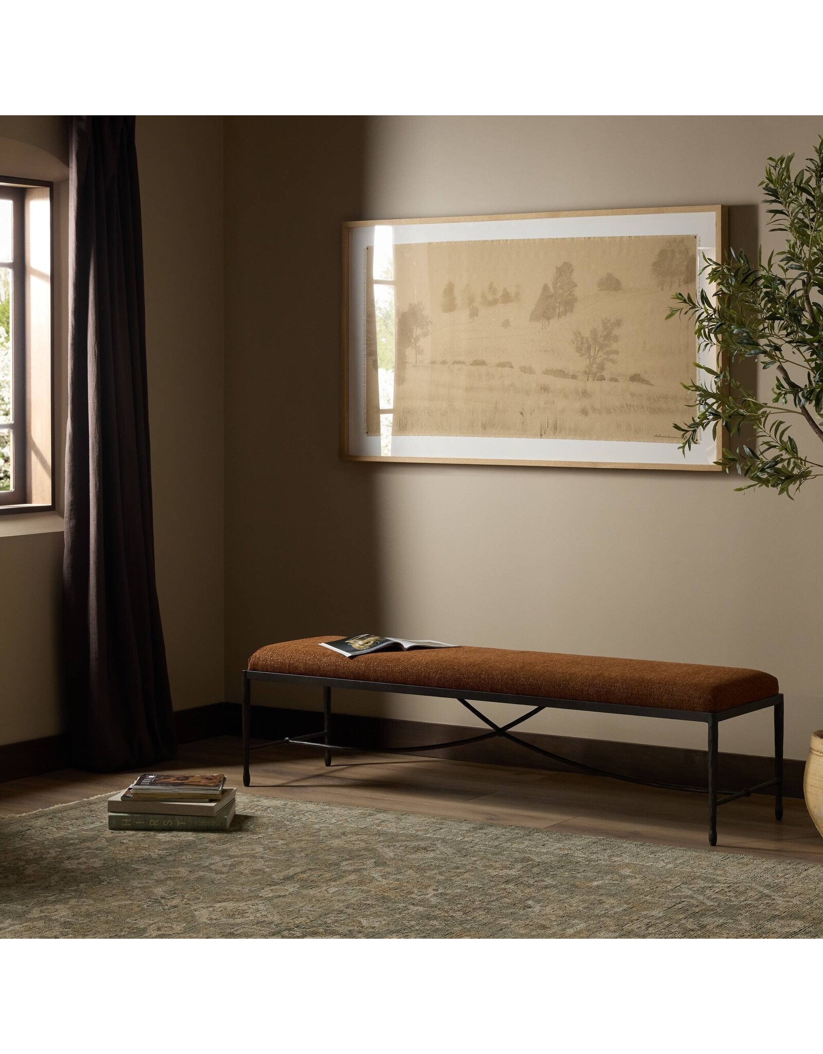 Jade Accent Bench in Crypton Wayfarer Sienna 70.5"