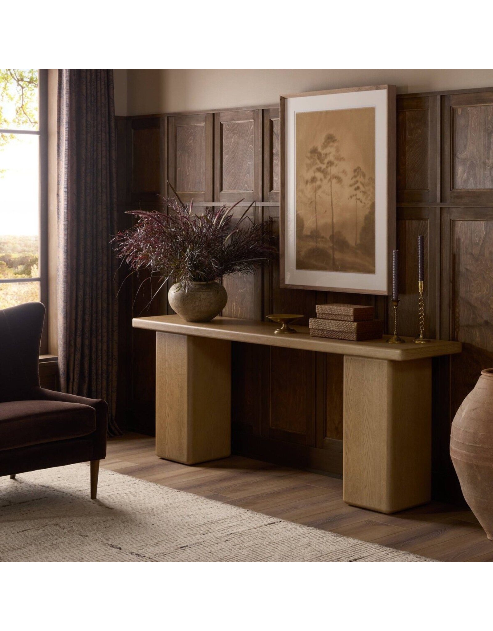 Pecos Console Table, Light Wash Oak Veneer