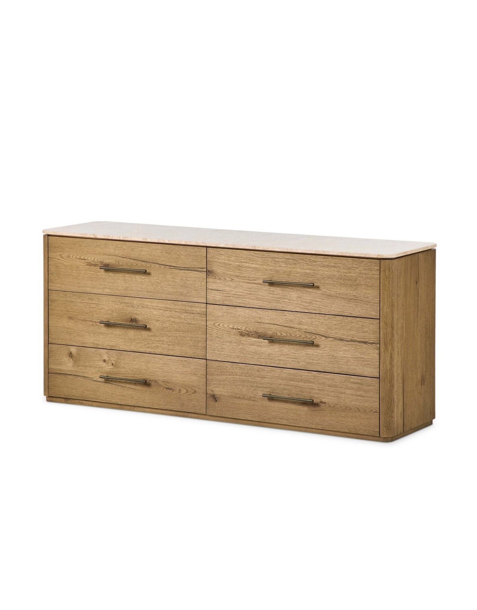 Raleigh 6 Drawer Dresser, Worn Oak Veneer