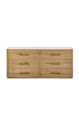 Raleigh 6 Drawer Dresser, Worn Oak Veneer