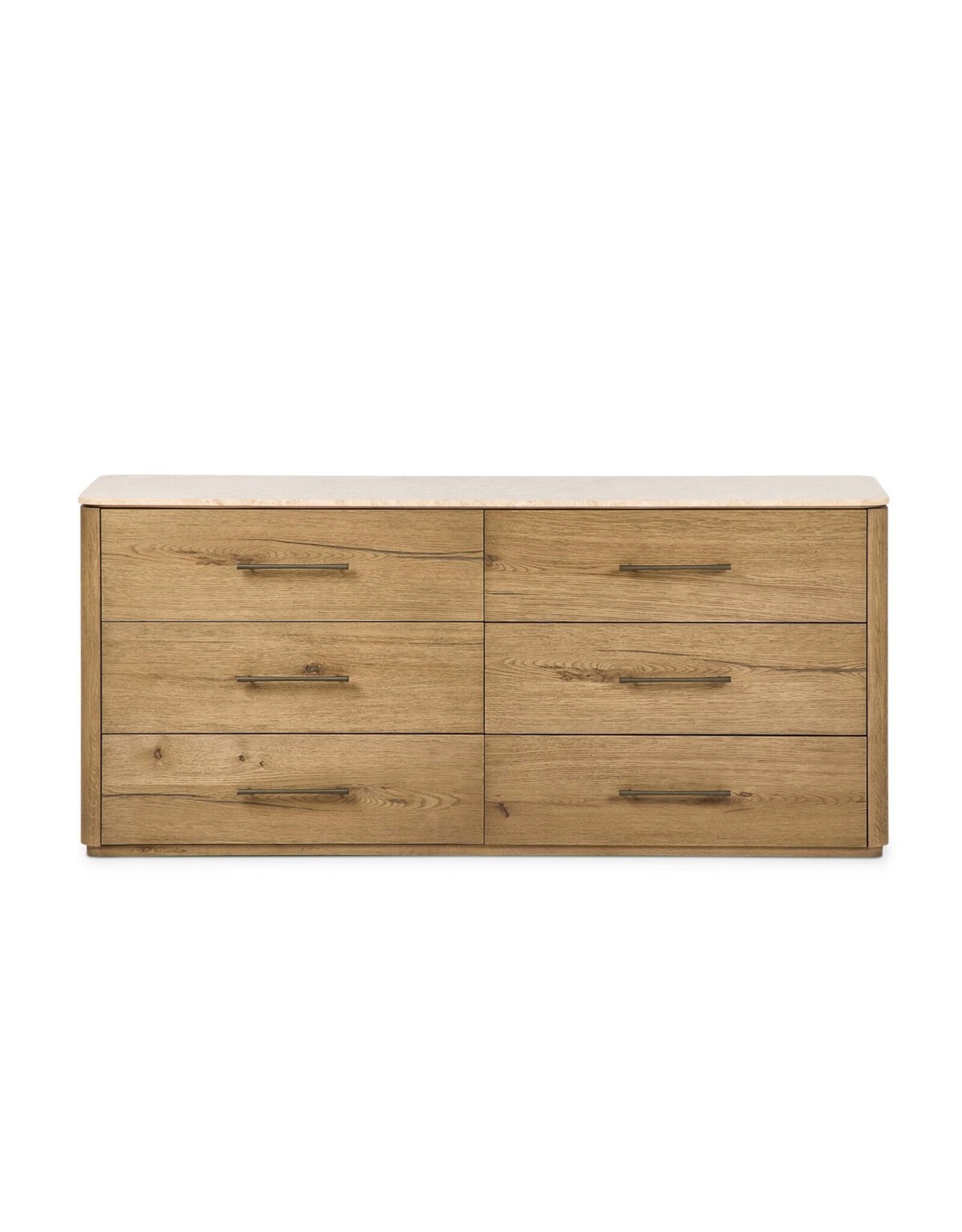 Raleigh 6 Drawer Dresser, Worn Oak Veneer