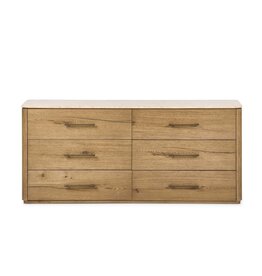 Raleigh 6 Drawer Dresser, Worn Oak Veneer