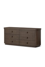 Valen 6 Drawer Dresser,  Rustic Brown Oak Veneer