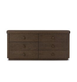 Valen 6 Drawer Dresser,  Rustic Brown Oak Veneer