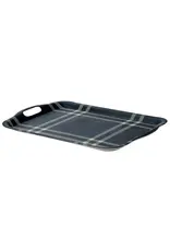 Navy Green Plaid Large Melamine Tray w/ Handles