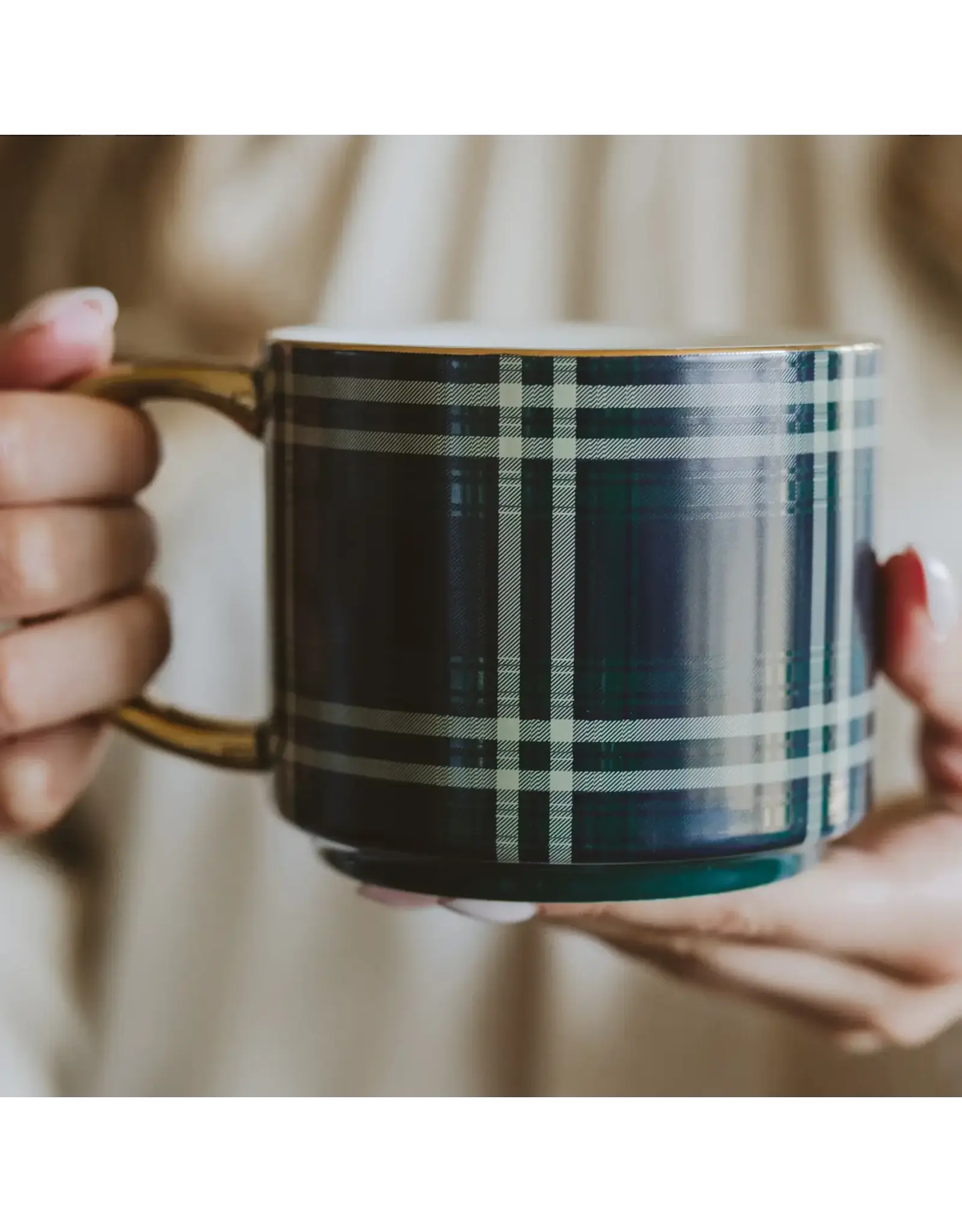 Navy Plaid Coffee Mug