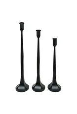 Black Cast Iron Taper Candle Holders, Set of 3