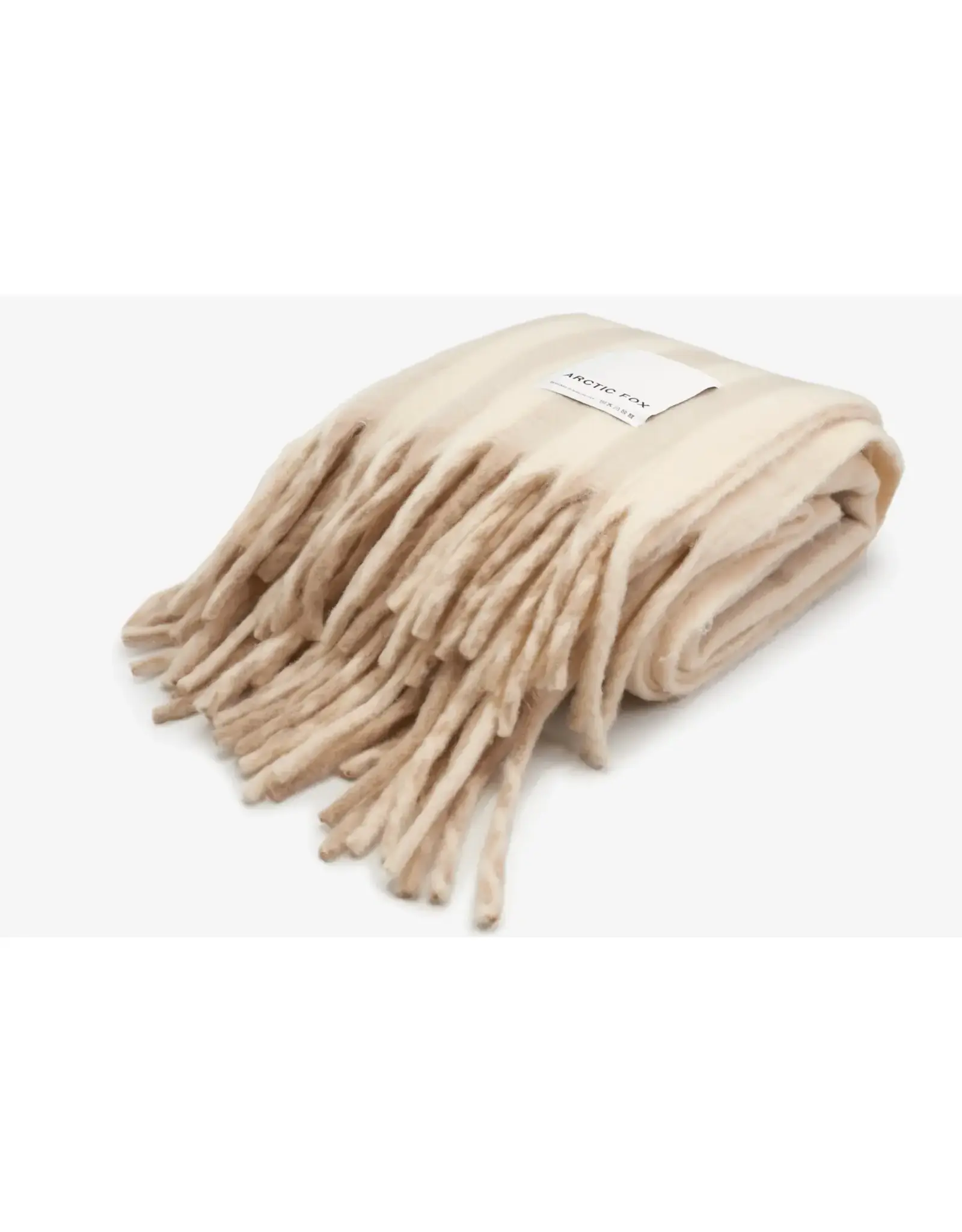 The Wool Stripe Throw, Pale Taupe Stripe