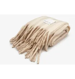 The Wool Stripe Throw, Pale Taupe Stripe
