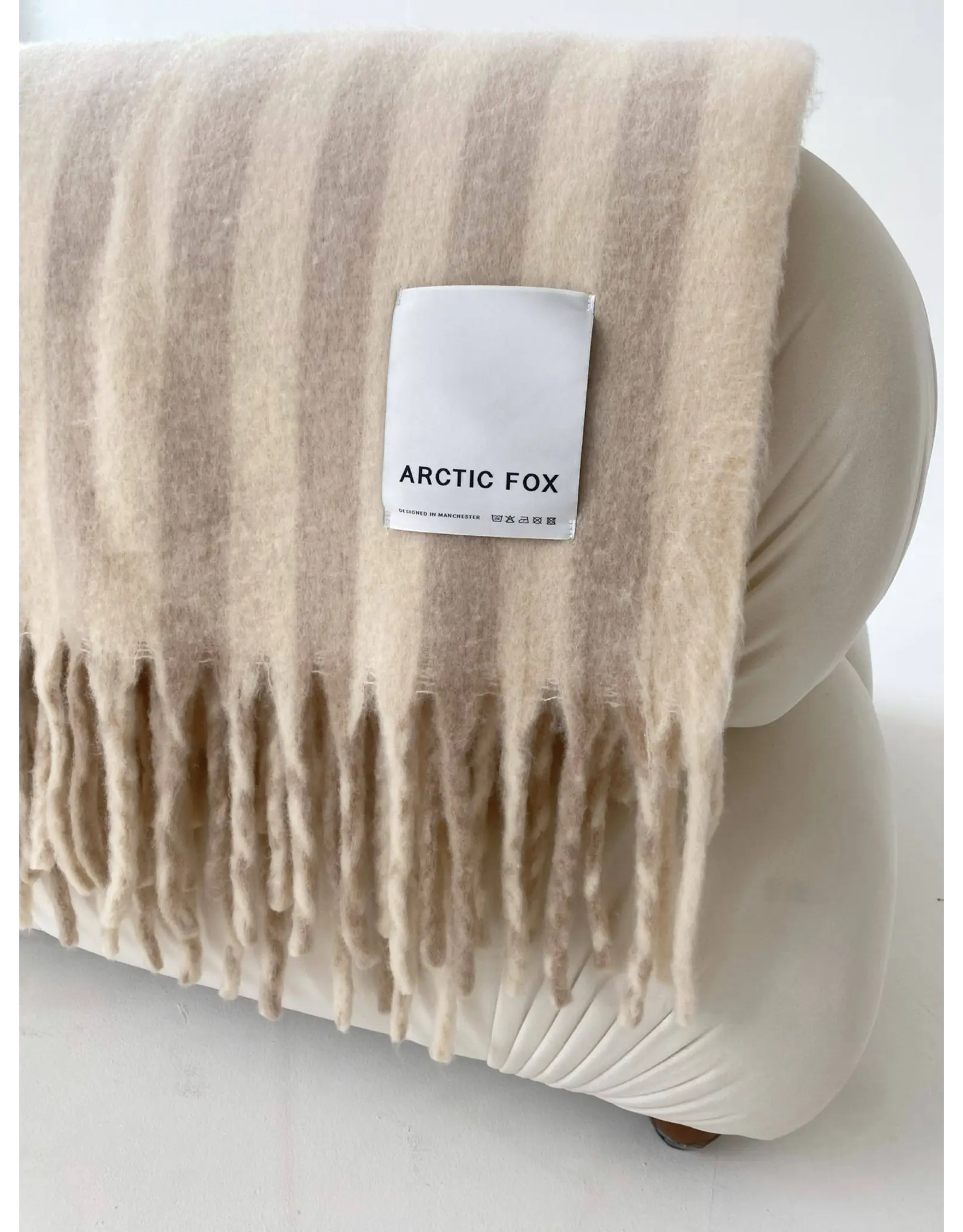 The Wool Stripe Throw, Pale Taupe Stripe