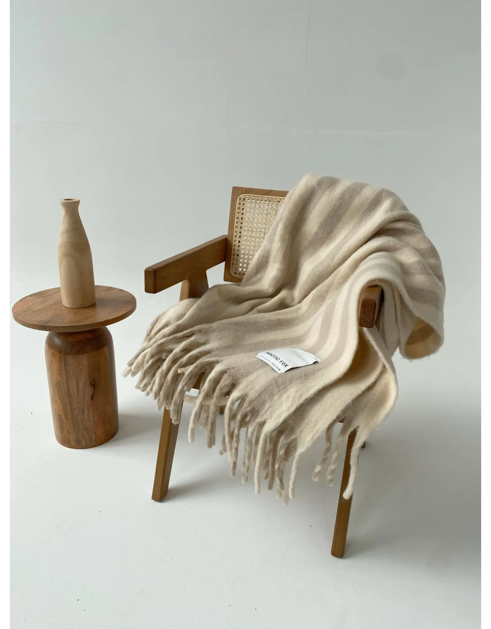 The Wool Stripe Throw, Pale Taupe Stripe