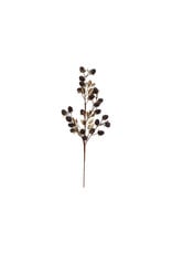 Faux Berry & Leaves Stem with Glitter, Gold Finish & Burgundy