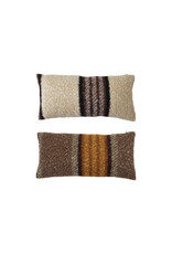 Fabric Faux Sherpa Lumbar Pillow with Stripes, 2 Styles