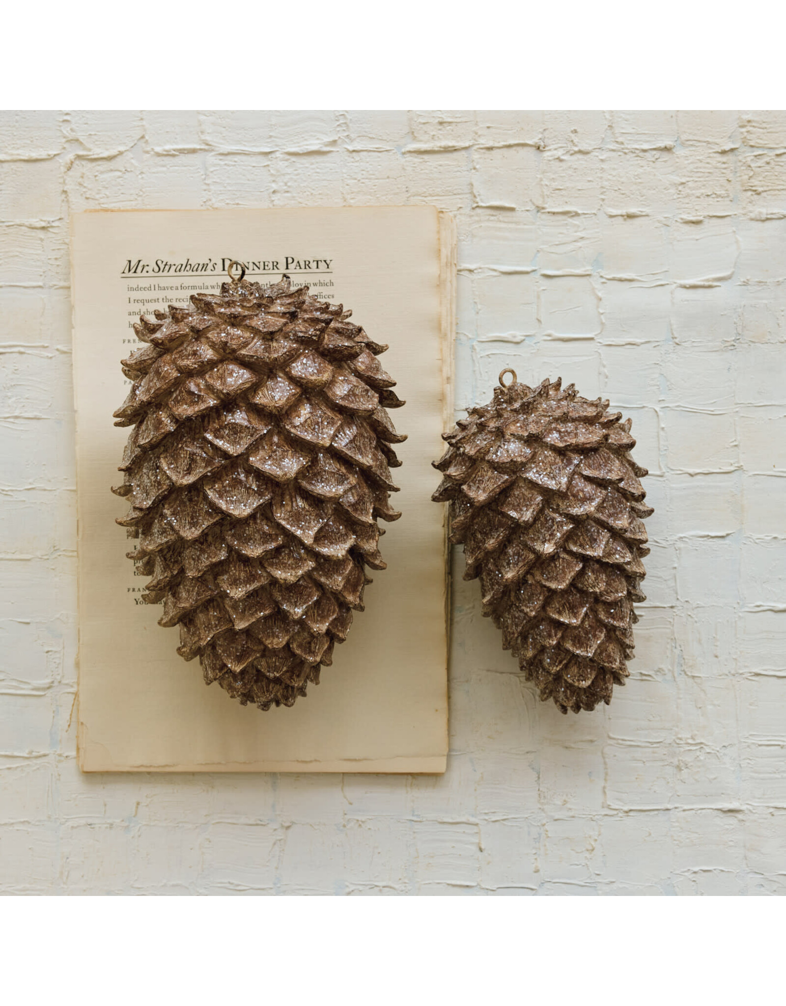 Resin Pinecone with Glitter, Brown