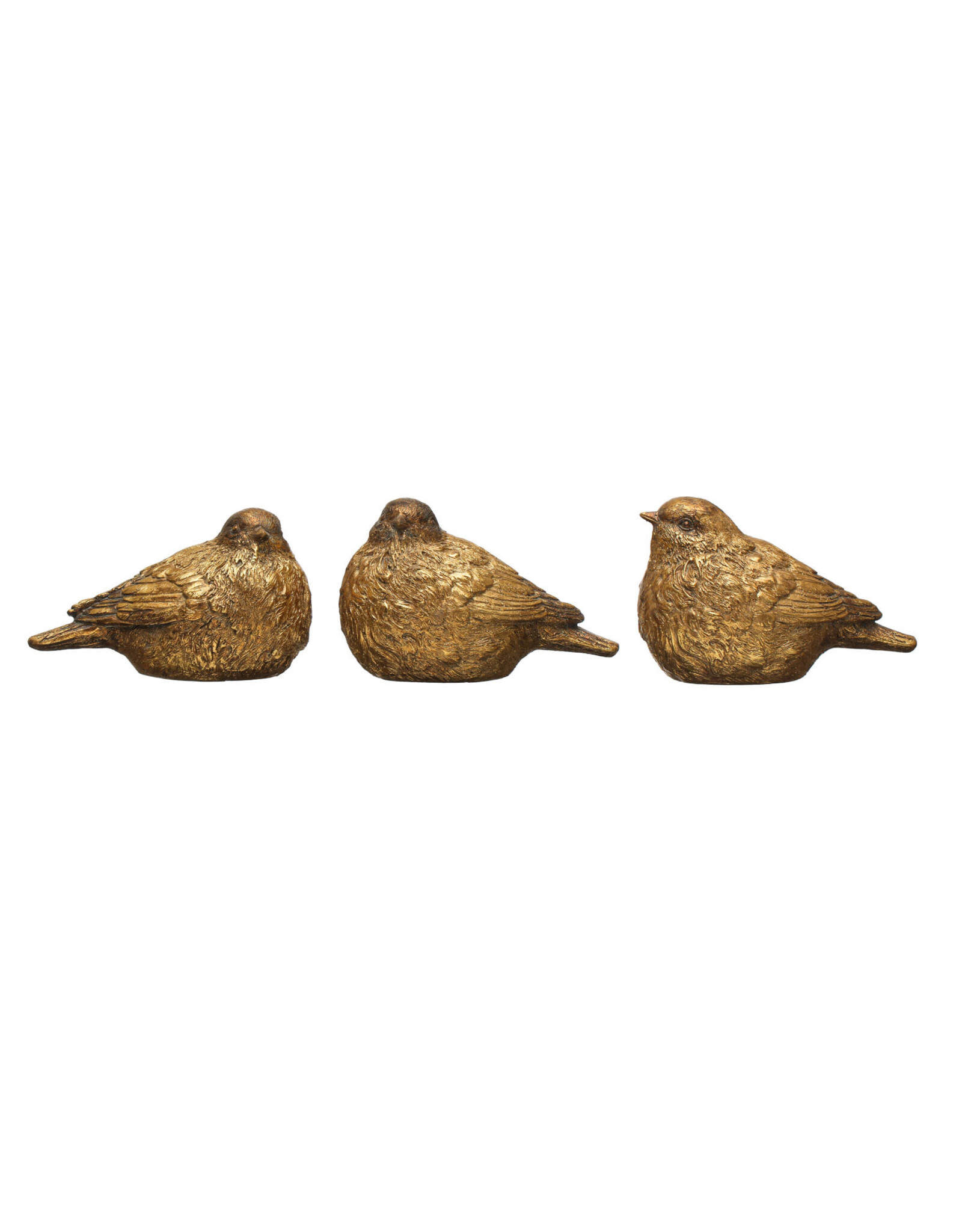 3-1/2"H Resin Bird, Distressed Gold Finish, 3 Styles