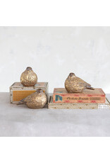 3-1/2"H Resin Bird, Distressed Gold Finish, 3 Styles