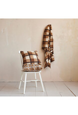 60"L x 50"W Fabric Faux Sherpa Throw, Brown Plaid