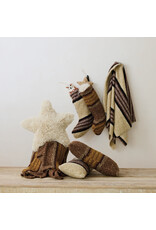Fabric Faux Sherpa Stocking with Stripes, 2 Styles