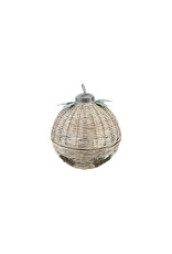 Hand-Woven Rattan Bell with Metal Leaves