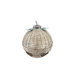 Hand-Woven Rattan Bell with Metal Leaves