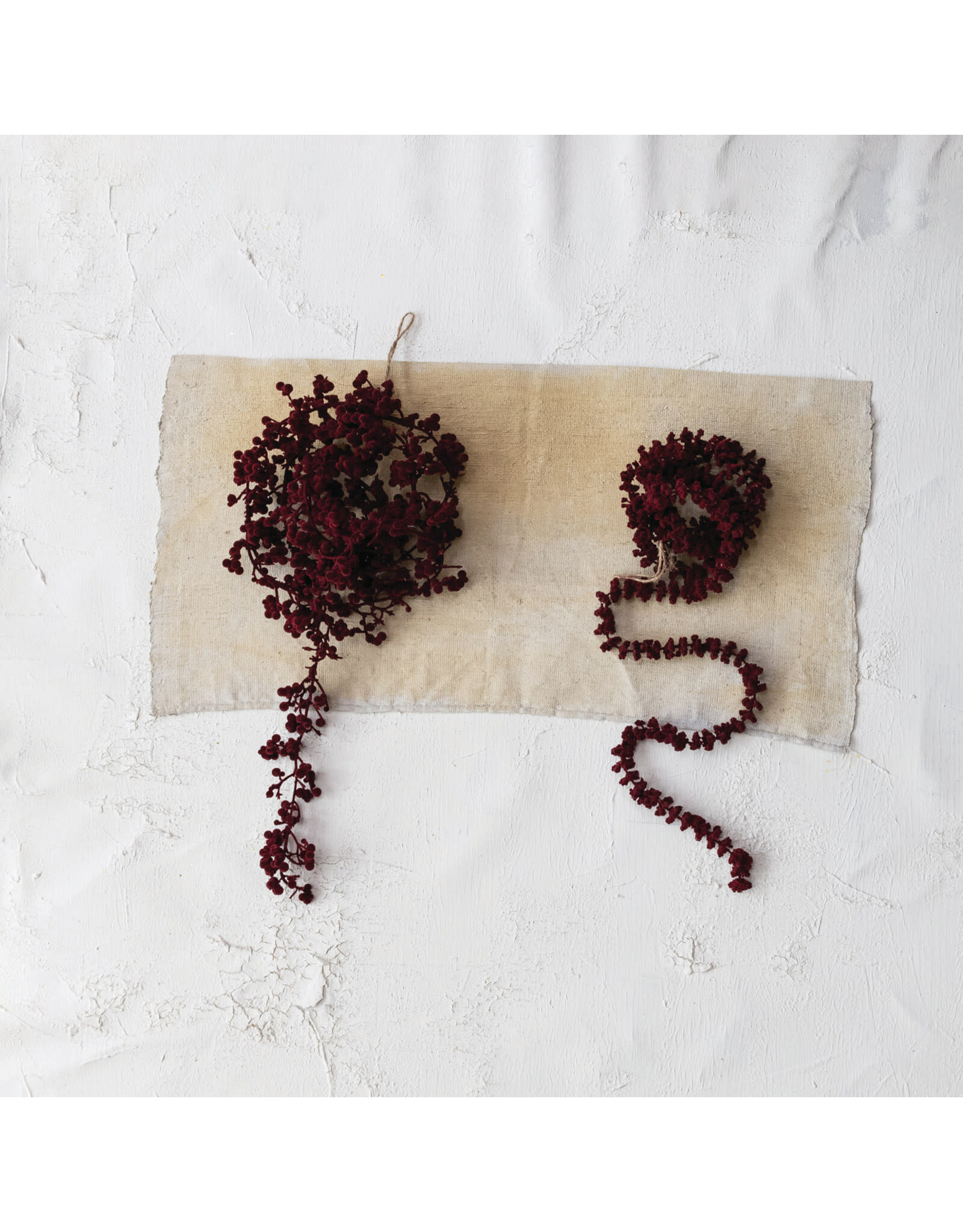 72"L x 5-1/4"H Flocked Foam Ball Garland, Burgundy