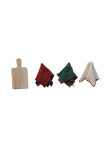 Dish Cloths with Stitched Edge & Cheese/Serving Board, S/4