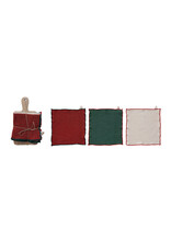 Dish Cloths with Stitched Edge & Cheese/Serving Board, S/4