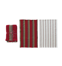 Waffle Weave Tea Towels & Mango Wood Cheese/Serving Board, S/3