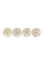 Stoneware Scalloped Plate, White & Burgandy
