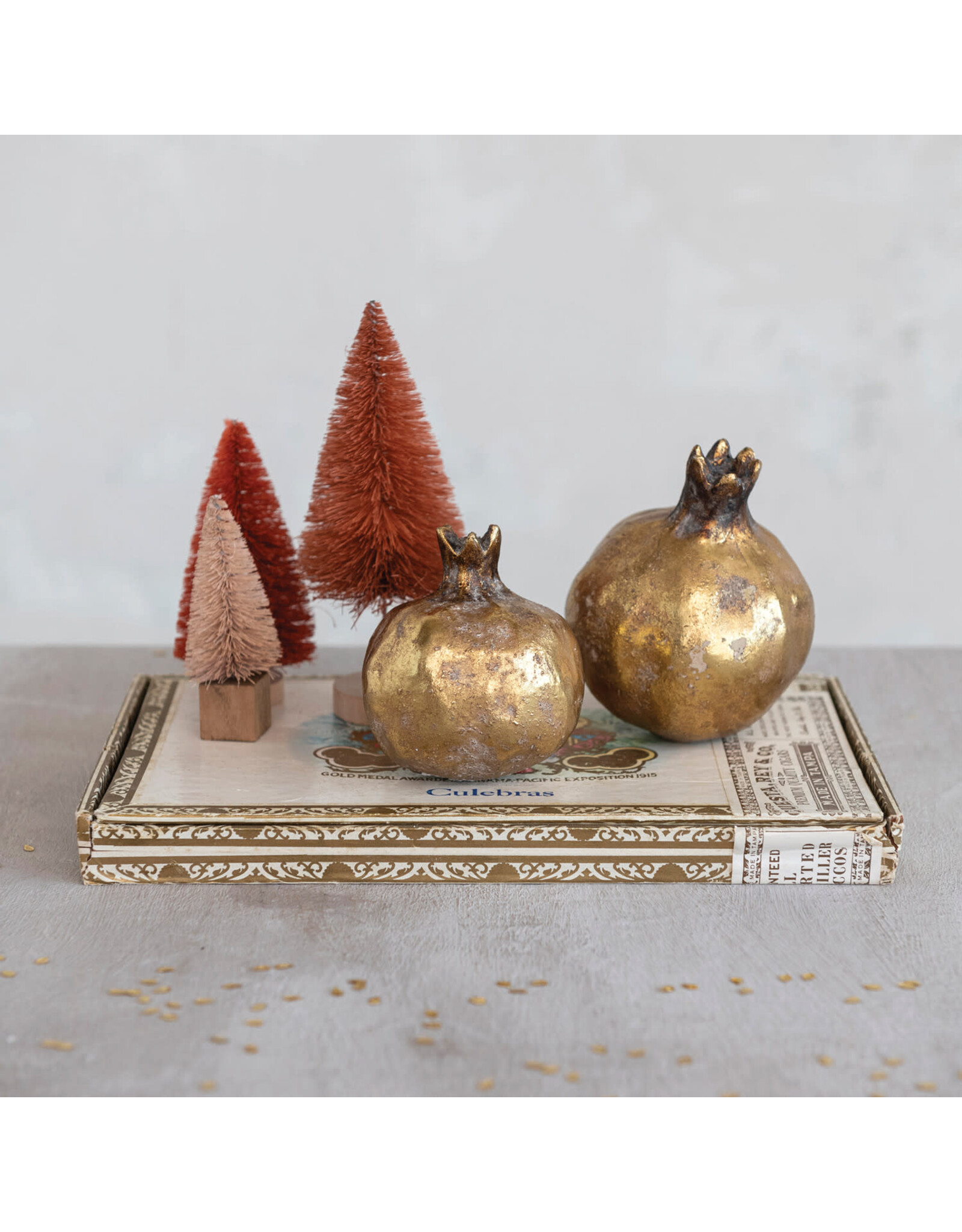Resin Pomegranate, Antique Gold Finish, 2 Styles