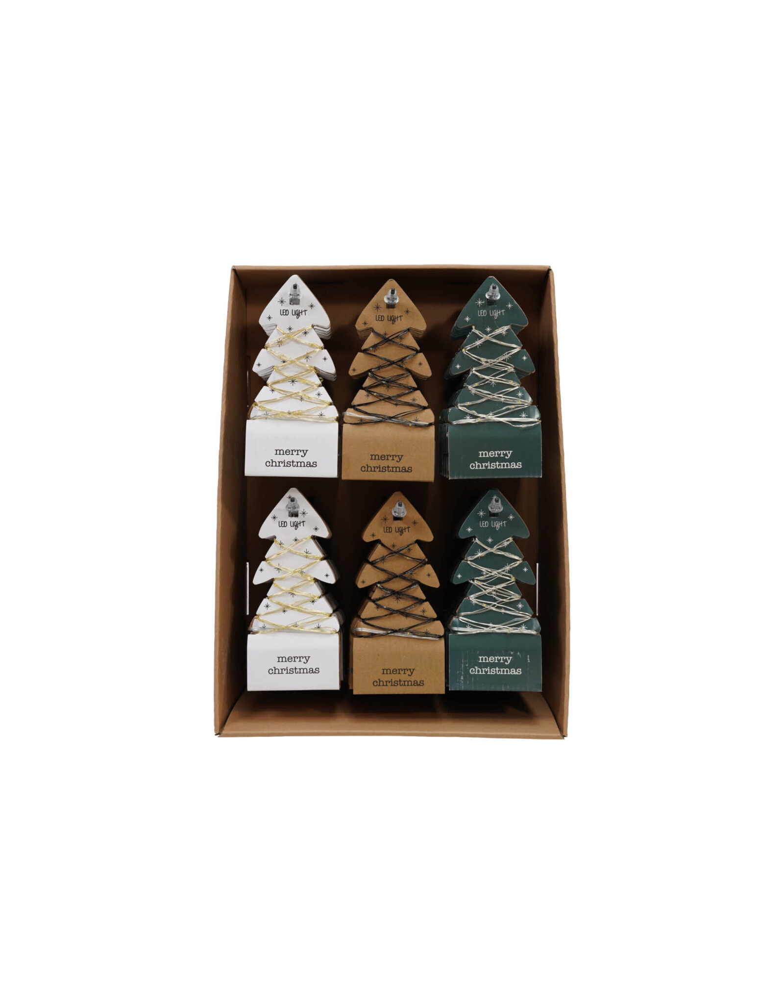 118"L LED String Lights on Tree Shaped Display Cards, 3 Styles