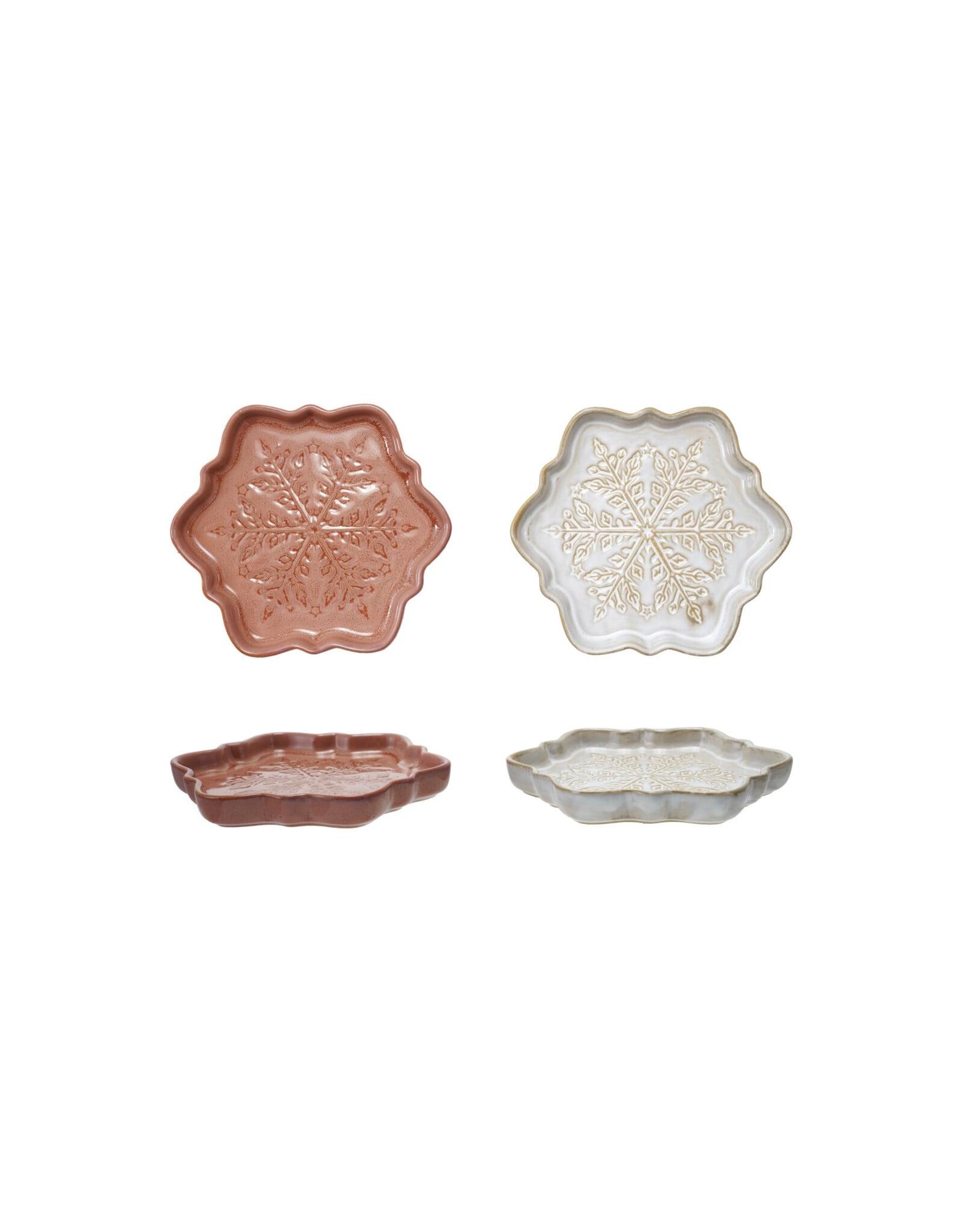 Stoneware Snowflake Shaped Plate, 2 Colours
